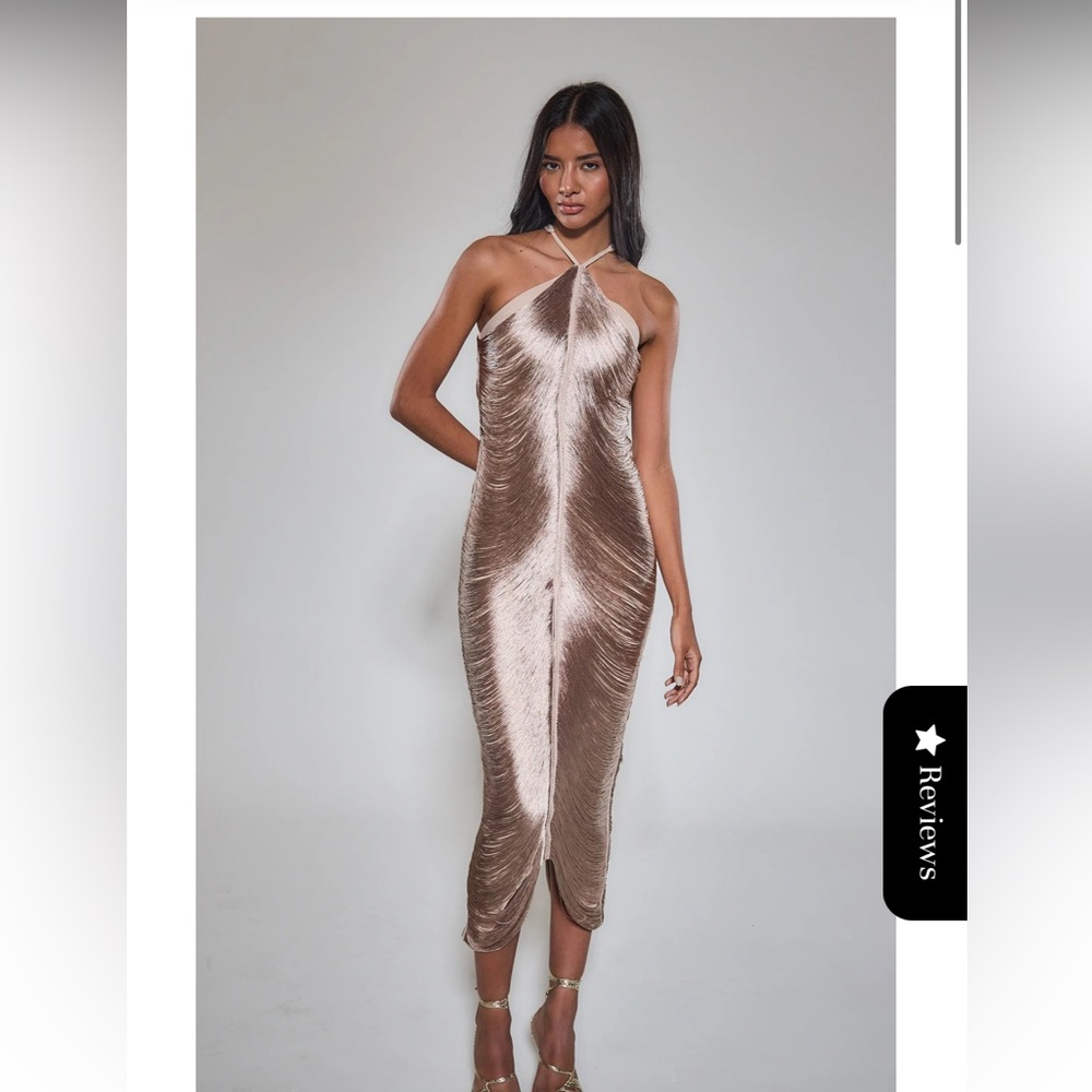 Fringe gold dress US size 6. Never worn new with tags.